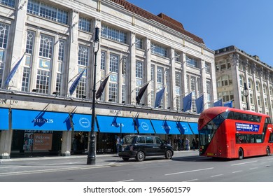 London, UK - 18 April 2021: Heal's Furniture Store Exterior, Tottenham Court Road, London