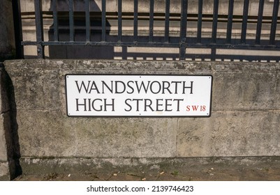 London - UK, 19 March 2022: Wandsworth High Street Sign In London, England