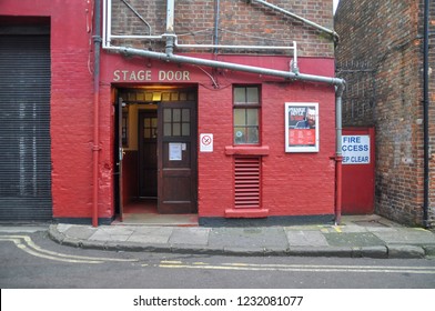 London, UK 19.08.2012: Vintage Back Door To The Stage With The Inscription 