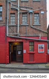 London, UK 19.08.2012: Vintage Back Door To The Stage With The Inscription 