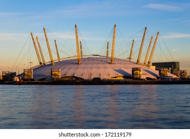 LONDON, UK - 19th JANUARY 2013:  A closeup to the outside of the O2 Arena in London from across the River Thames