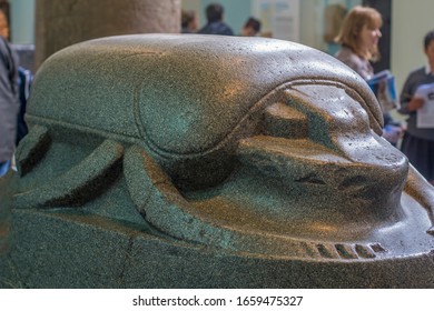 London UK 1st May 2015: The Collection Of British Museum.
Giant Sculpture Of A Scarab Beetle, Were Popular Amulets And Impression Seals In Ancient Egypt.