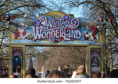 LONDON, UK- 20 DECEMBER 2013: Winter Wonderland Enterance in Hyde Park