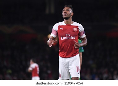 LONDON, UK - 20 SEPTEMBER, 2018: Pierre-Emerick Aubameyang Pictured During The UEFA Europa League Group E Game Between ARsenal And Vorskla Potlava.