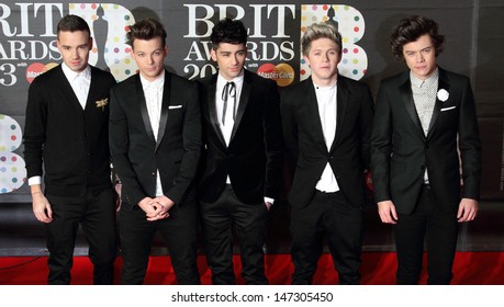 London, UK. 200213. One Direction At The 2013 Brit Awards Held At The O2 Arena In North Greenwich. 21 February 2012.