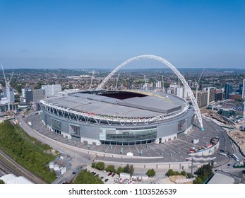 LONDON, UK - 2017: Aerial view of Wembley football stadium.