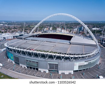 LONDON, UK - 2017: Aerial View Of Wembley Football Stadium.