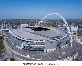 LONDON, UK - 2017: Aerial View Of Wembley Football Stadium.