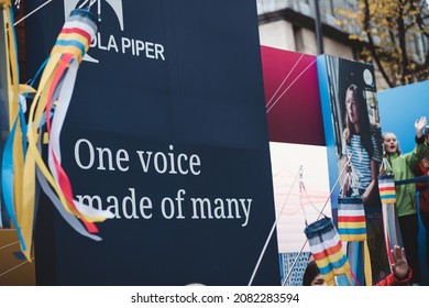 London, UK - 2021.11.13: DLA Piper A Global Law Firm At The Lord Mayor Of London Show Parade