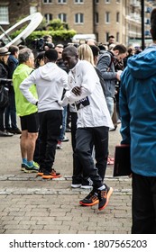 London / UK - 20th April 2017 : London Marathon. Abel Kirui Warms Up Before The London Marathon.