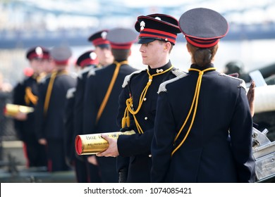 London, UK. 21 April, 2018. Honourable Artillery Company Gun Salute At HM Tower Of London.