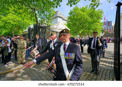 LONDON, UK -21 MAY 2017- Grenadier Guards Regimental Remembrance Day (Black Sunday) Parade On White Hall In London. 