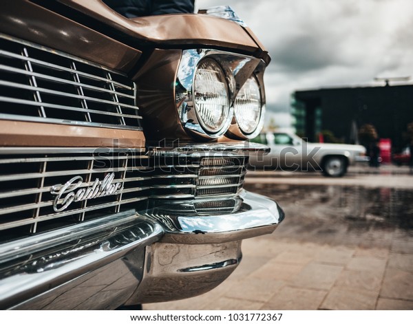 London / UK - 22.04.2017 : Vintage Old Car Headlight
on Classic Car Boot Sale