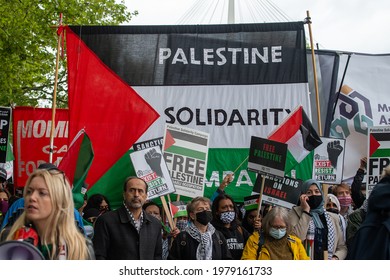 London, UK. 22nd May 2021. Pro-Palestine Supporters At The London Protest Demonstration On Victoria Embankment, Urging The UK Government To Take Action To Stop Allowing Israel To Act With Impunity.