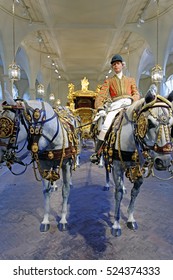 London, UK- 22.November,2016 - Gold State Coach In Royal Mews Of Buckingham Palace