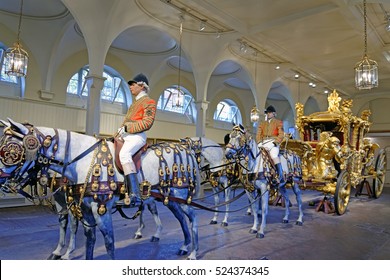 London, UK- 22.November,2016 - Gold State Coach In Royal Mews Of Buckingham Palace