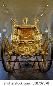 London, UK- 22.November,2016 - Gold State Coach In Royal Mews Of Buckingham Palace