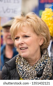 London, UK. 23rd March 2019. British Politician Rt Hon Anna Soubry MP, Member Of The Independent Group, Giving Her Support At The Put It To The People Protest March Through Central London.