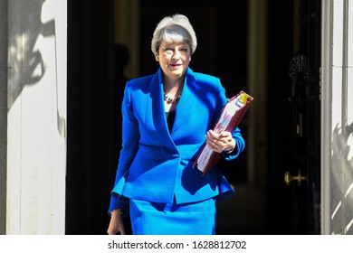 London, UK. 24 July, 2019. PM Theresa May Leaves 10 Downing Street For Her Last PMQs As Prime Minsiter.