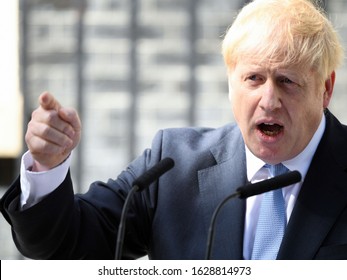 London, UK. 24 July, 2019. Boris Johnson's first speech as UK's prime minister.