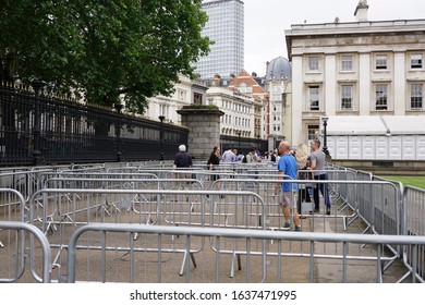 London, UK - 24 June 2019: Crowd Control Barriers Set In Front Of British Museum.