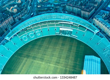 London, UK, 24th February 2019: Photo Shows A Cricket Stadium For Surrey Cricket Club Where The Stadium In Empty In The Morning. The Stadium Is Surrounded By Housing Area.