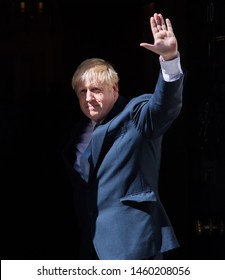 London UK. 24th July 2019. Boris Johnson, U.K. prime minister, delivers a speech outside 10 Downing Street. The Prime Minister Boris Johnson, promise to take Britain out of the European Union by 31st 