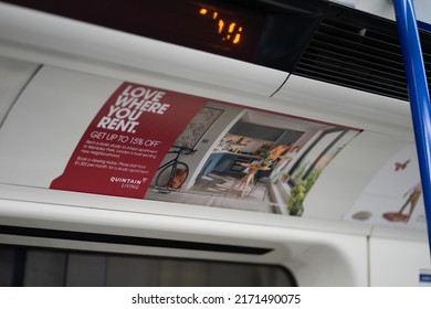 London, UK - 25 June 2022: underground tube advertisement