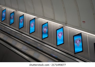 London, UK - 25 June 2022: underground tube advertisement