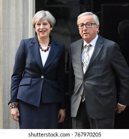 London, UK. 26 April, 2017. Prime Minister Theresa May hosts President of the European Commission Jean-Claude Juncker at 10 Downing Street.