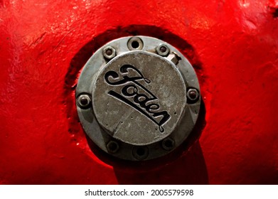 London, UK - 26 September 2020: Foden Logo On A Bright Red Vehicle At The Science Museum