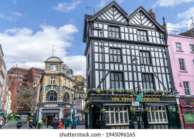 London, UK: 27 March 2021: Three Greyhounds Bar On Greek Street, Soho, London