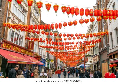 London, UK: 28 March 2021: Chinese New Year, Soho, China Town London