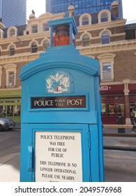 LONDON, UK - 28th September 2021: 1935 London Metropolitan Police Phone Box.