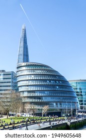 London, UK: 29 March 2021: City Hall, The Queen's Walk, River Thames, London