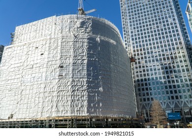 London, UK: 29 March 2021: Canary Wharf Construction Site, London