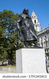 London UK, 2nd Aug 2020: Photo Of The Famous London Statue Of Winston Churchill