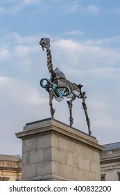 LONDON, UK; 3 APRIL 2016: Trafalgar Square Fourth Plinth Commission, 'Gift Horse' By Hans Haacke.