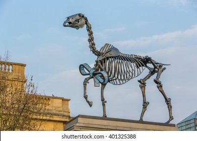 LONDON, UK; 3 APRIL 2016: Trafalgar Square Fourth Plinth Commission, 'Gift Horse' By Hans Haacke.