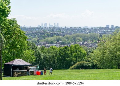 London, UK - 31 May 2021: Pop Up Street Food Van And Bar In Alexandra Palace, North London