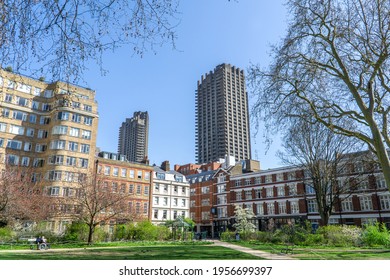 London, UK: 4 April 2021: Charterhouse Square, Smithfield, London