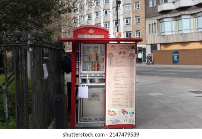 London. UK. 4.10.2022. Small Coffee Shop Built In To A Red Telephone Box