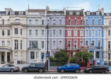 London, UK, 4th April 2021:Prime London Property Street. Colville Terrace In Notting Hill, A Popular Tourist Hotspot Near Portobello Market