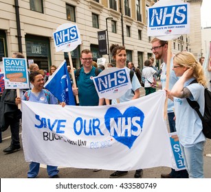 London, UK. 4th June 2016. EDITORIAL - Bursary Or Bust rally.Protest march by healthcare professionals through London, in protest of government plans to axe the NHS Bursary to healthcare students.