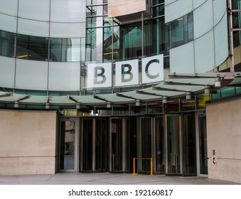 LONDON, UK - 5TH APRIL 2014: The outside of a BBC building in central London