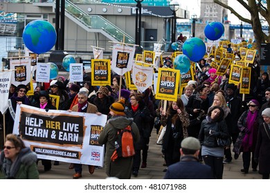 London, UK 6 March 2016 Suffragettes, Celebrities And Politicians Gather For A 