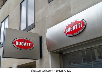 London, UK - 6 March 2021: Bugatti showroom, Berkeley Square, Mayfair, London