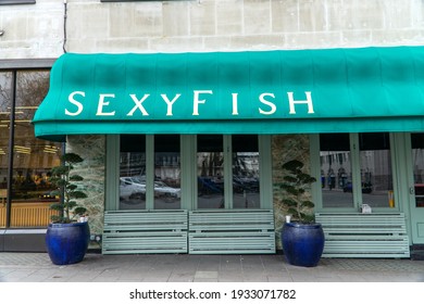 London, UK - 6 March 2021: 'Sexy Fish' Asian restaurant and nightclub, Berkeley Square, London