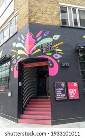 London, UK - 6 March 2021: Queen Of Hoxton Rooftop Bar Entrance, Curtain Road, Shoreditch, East London