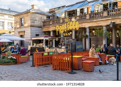 London, UK - 6 May 2021: Pop Up Prosecco Van Alfresco Bar In Covent Garden